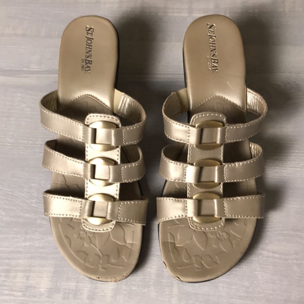 Gold wedge sandals